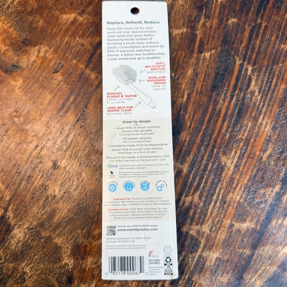 RADIUS Brush Head‎ Replacement Soft 2-Pack for Big Brush and Source Clear White
